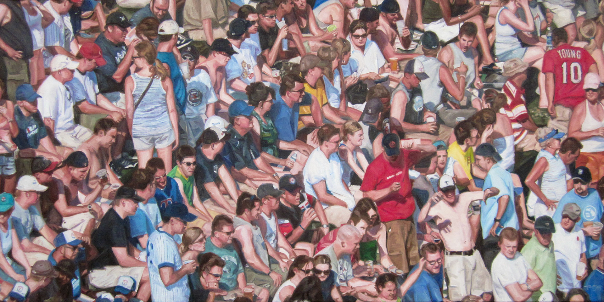 "A Crowd at a Baseball Game" - 24x48", oil on canvas, 2020