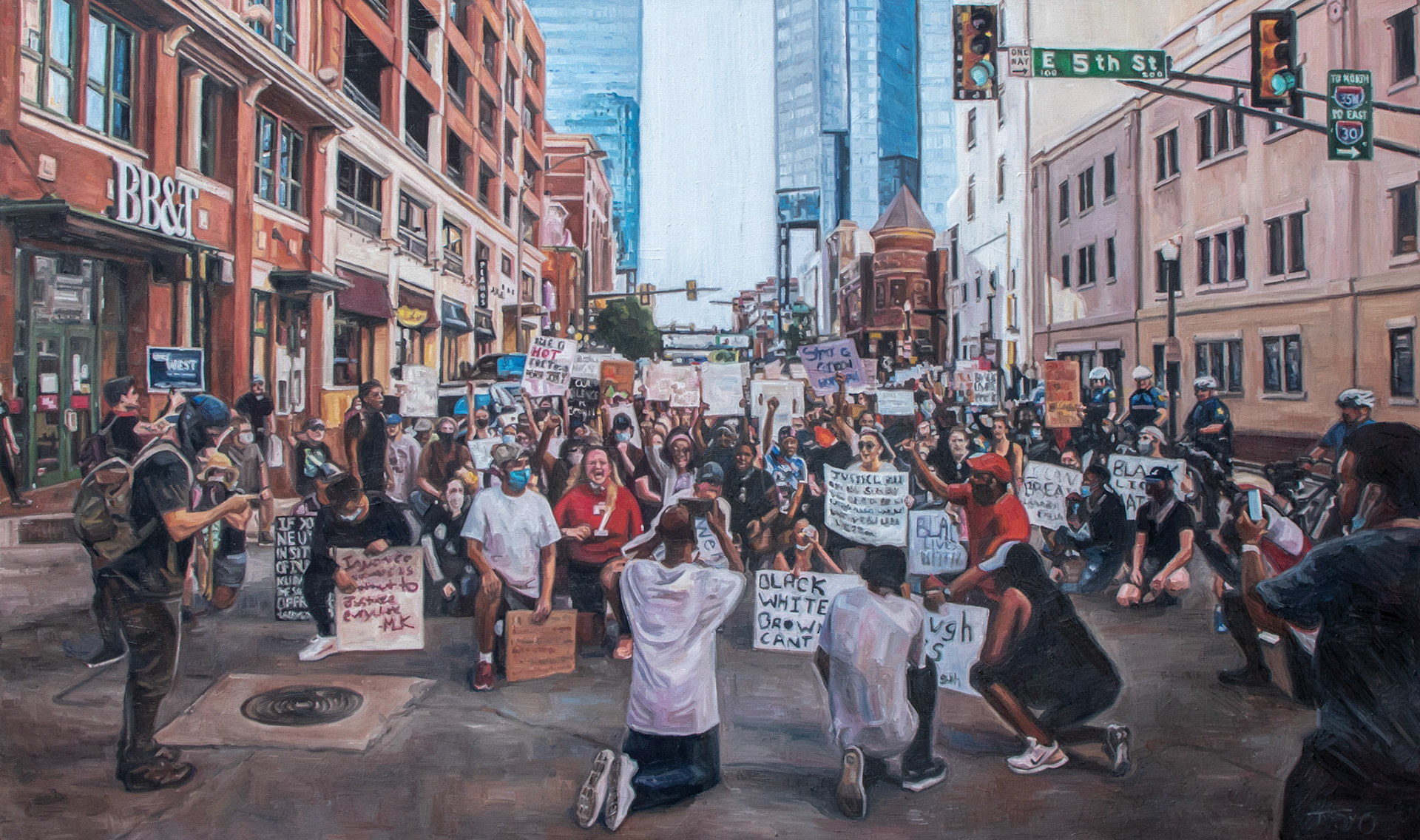 "A Crowd at a Protest" - 36x60", oil on canvas, 2020