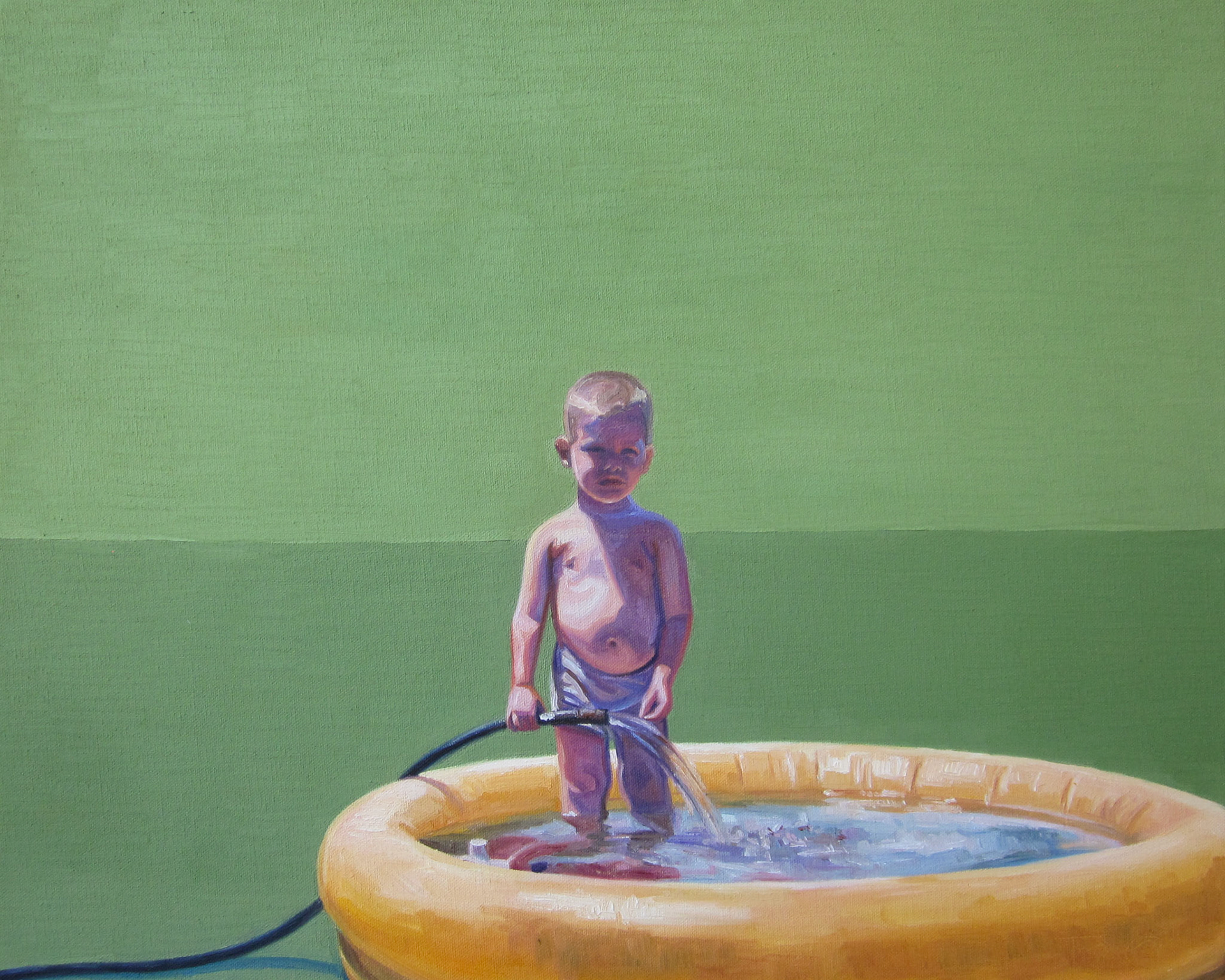 "Bill considers just going to the public pool instead" - 20x24", oil on canvas, 2018