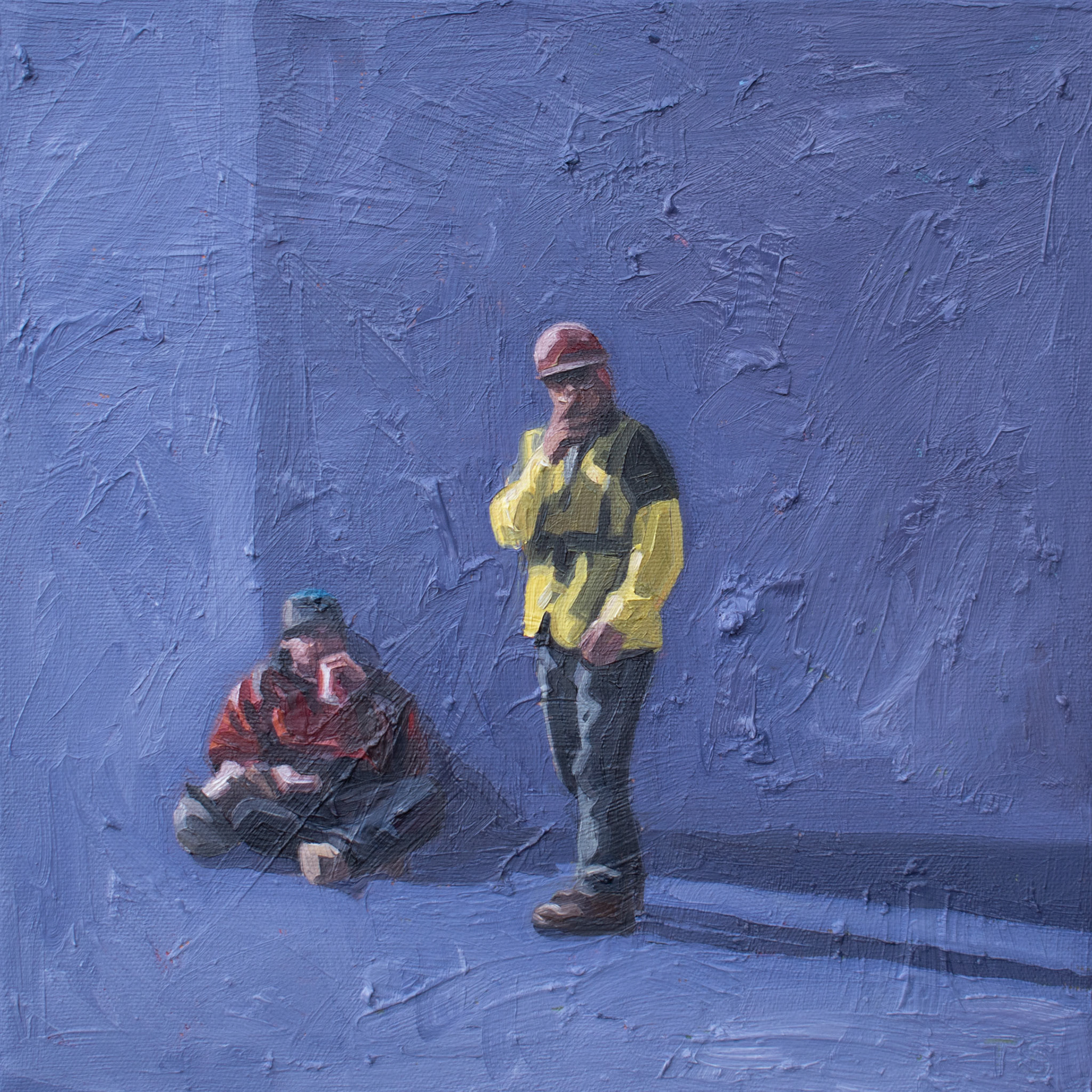 "Some People Taking a Break" - 11x11", oil on canvas, 2021