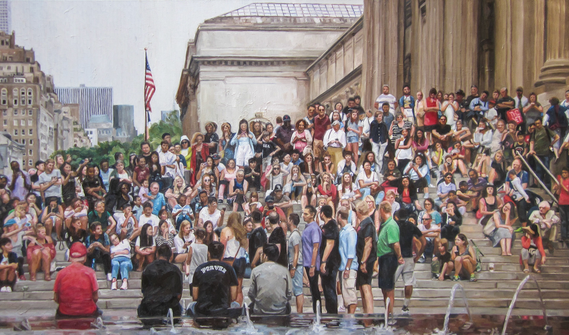 "A Crowd on Some Steps" - 36x60", oil on canvas, 2019