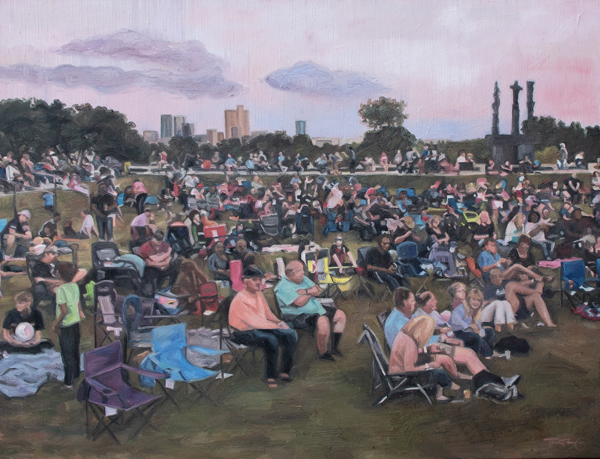 "A Crowd at a Porch Party" - 32x42", oil on canvas, 2021