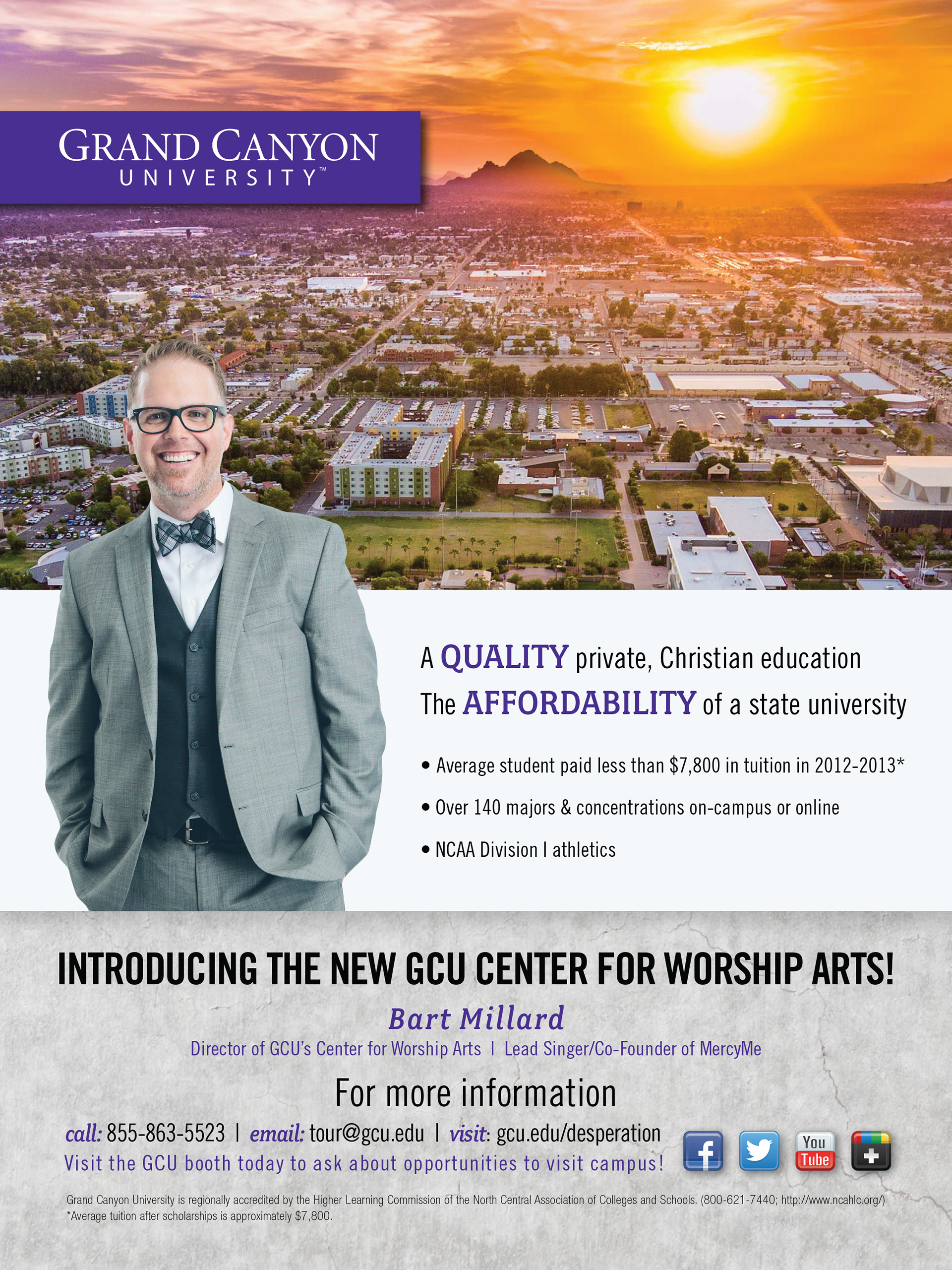 Grand Canyon University New Center for Worship Arts Ad