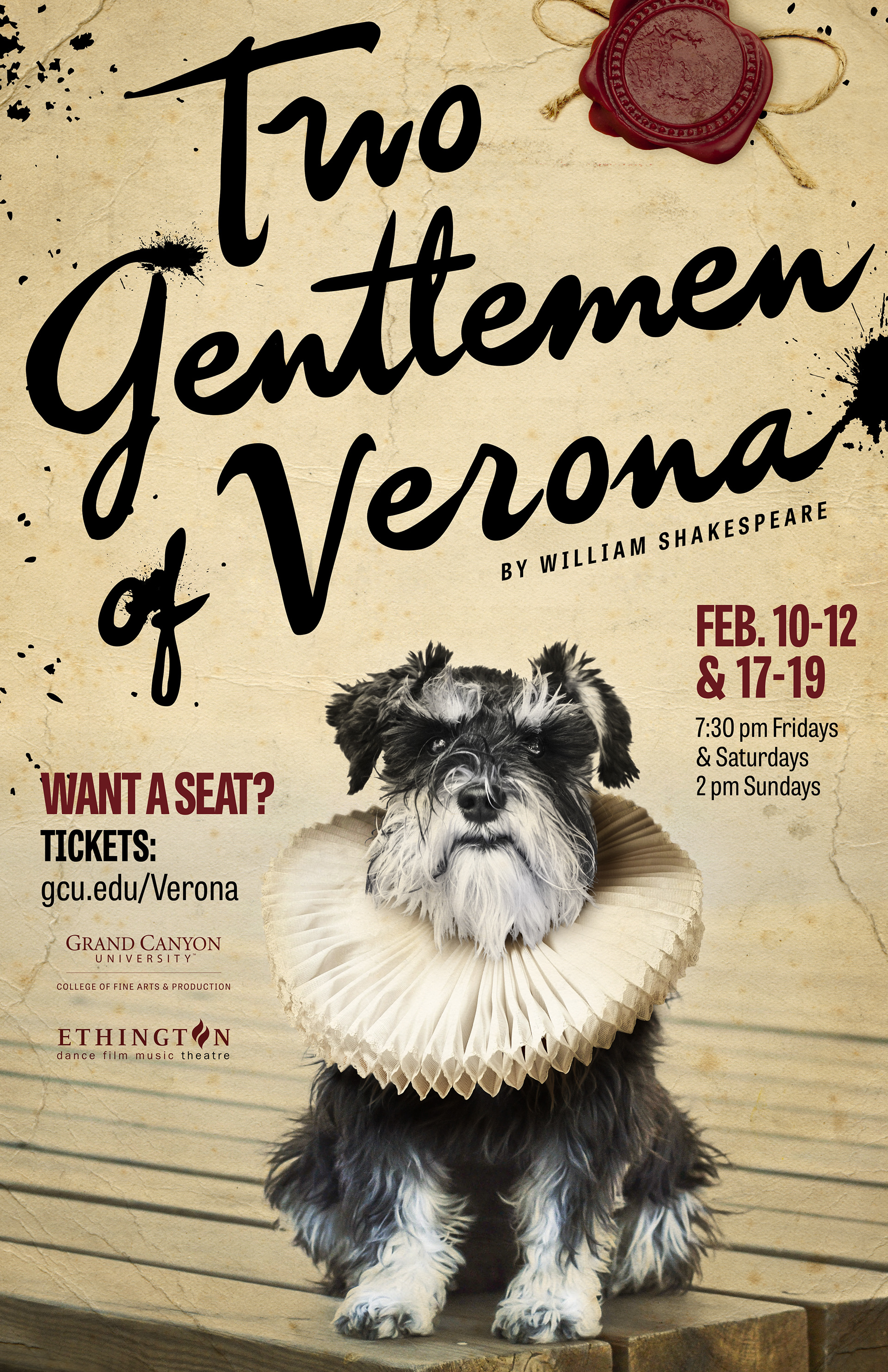 College of Fine Arts and Production 2016-17 Ethington Theatre Broadway Campaign: Gentlemen of Verona