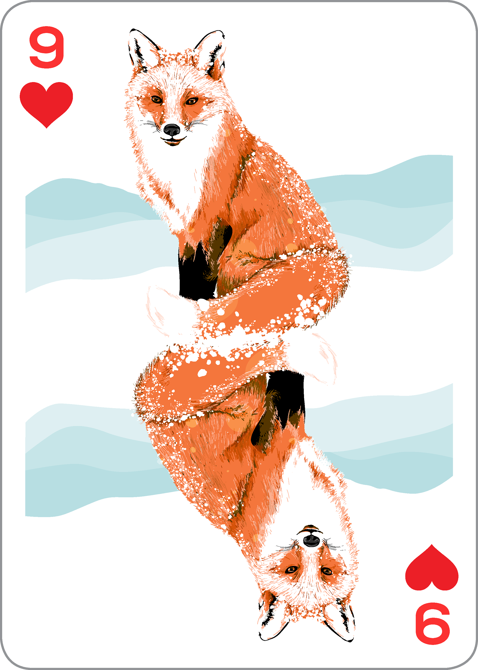 Whatever Suits You Playing Cards: Forest Animals in Symmetry-Fox in Snow