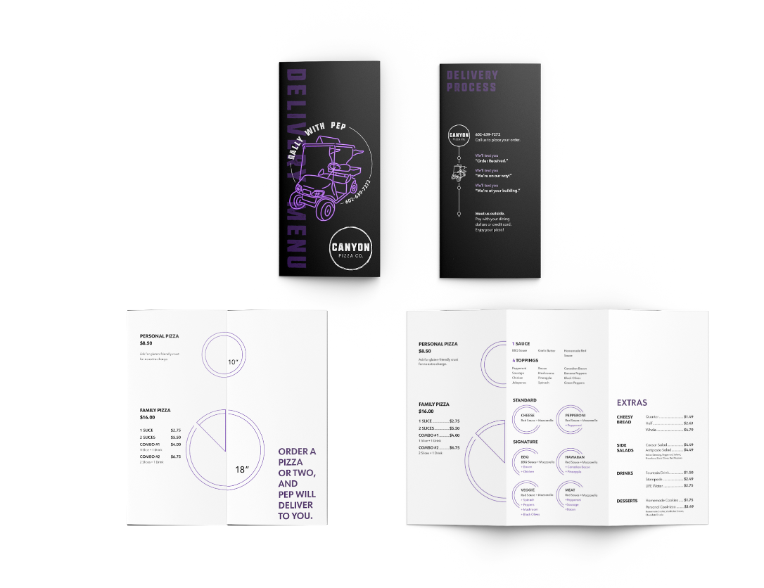 Grand Canyon University • Canyon Pizza Co. Rally with Pep Campaign concept: delivery menu