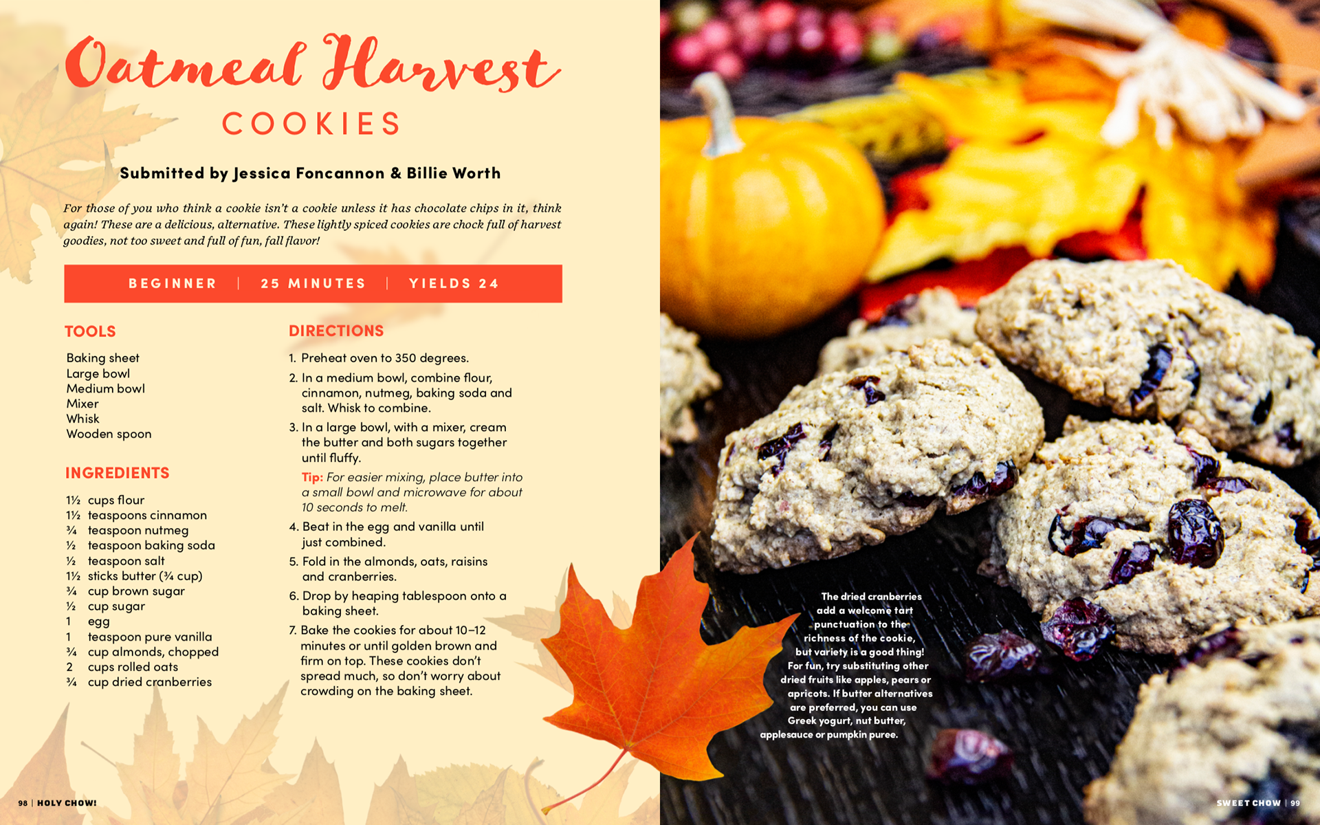 Holy Chow! Oatmeal Harvest Cookies
