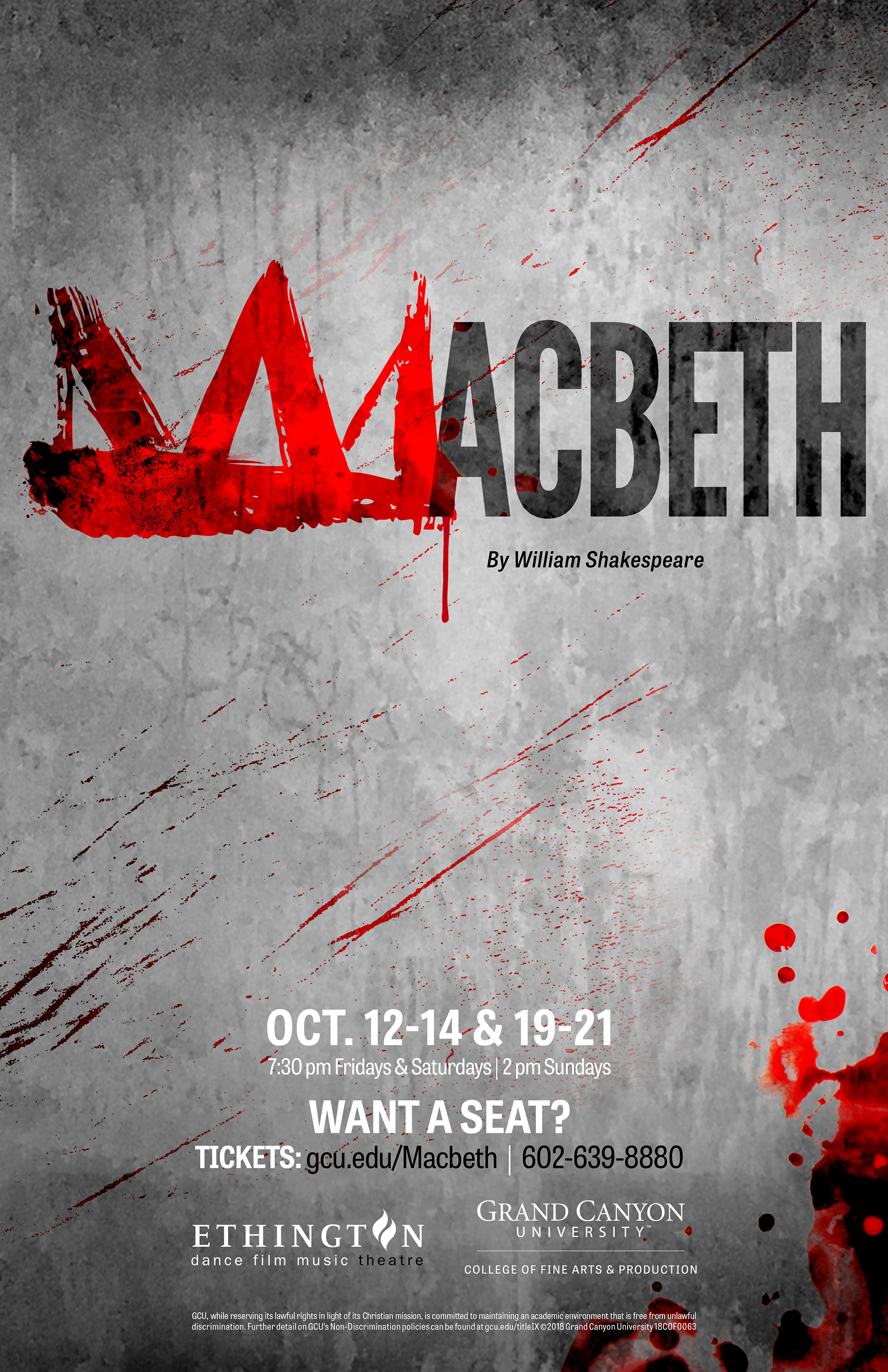 College of Fine Arts and Production Ethington Theatre 2018-19 Campaign: Macbeth