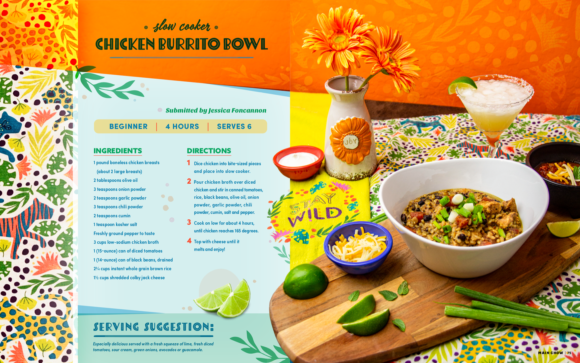 Holy Chow! Slow Cooker Chicken Burrito Bowl