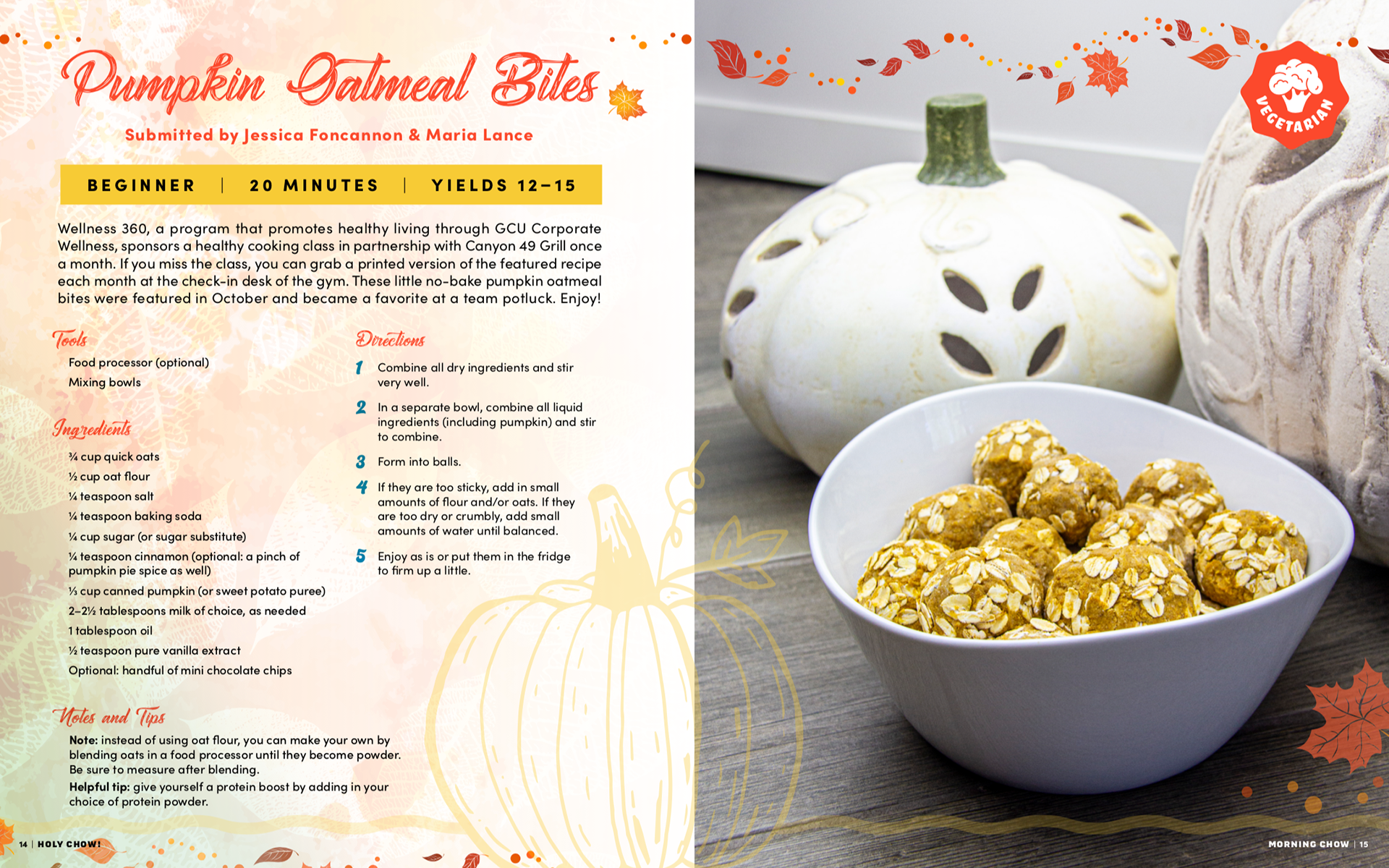 Holy Chow! Pumpkin Oatmeal Bites collaboration with Maria Lance