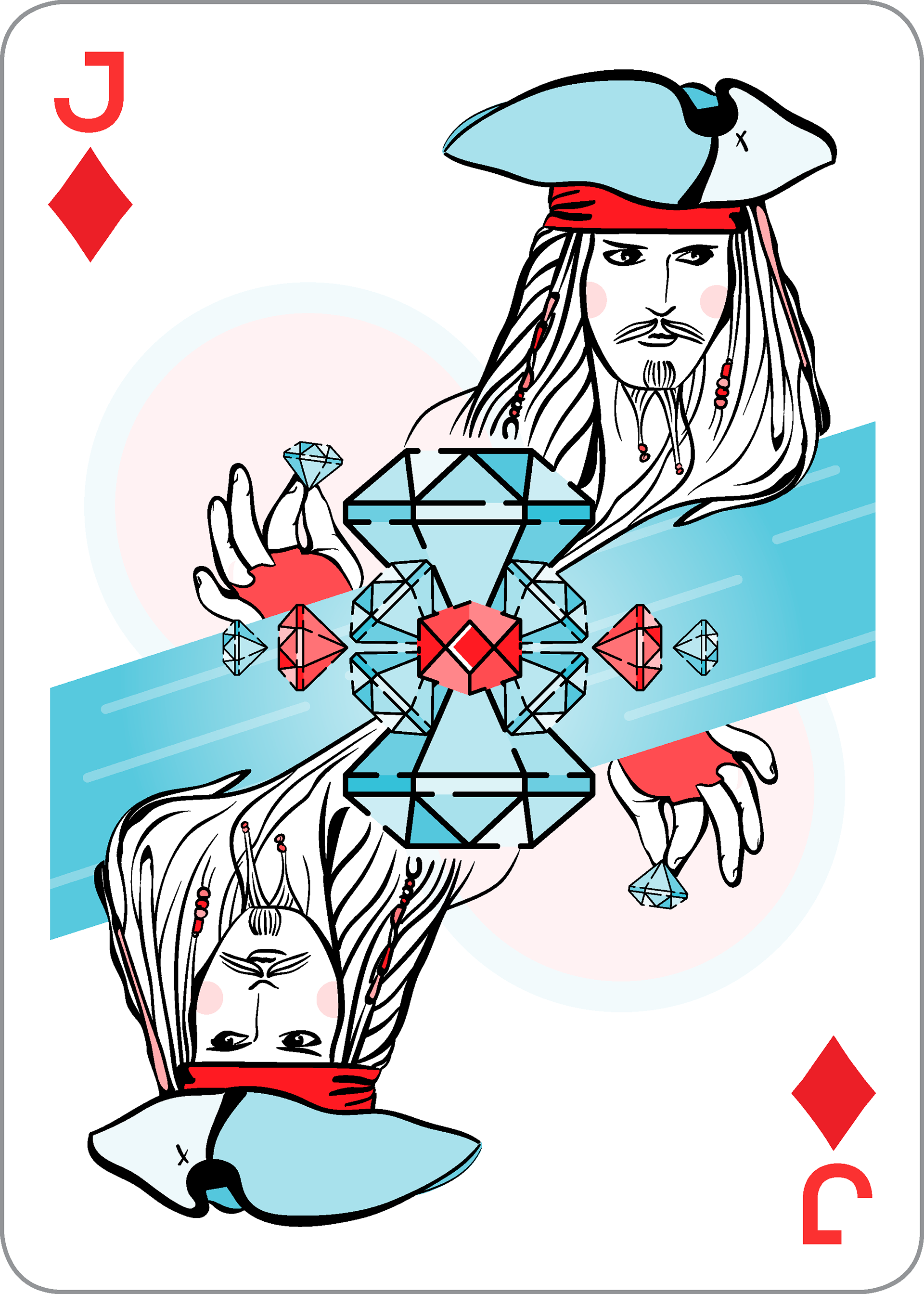Whatever Suits You Playing Cards: Forest Animals in Symmetry-Captain Jack (of diamonds) Sparrow