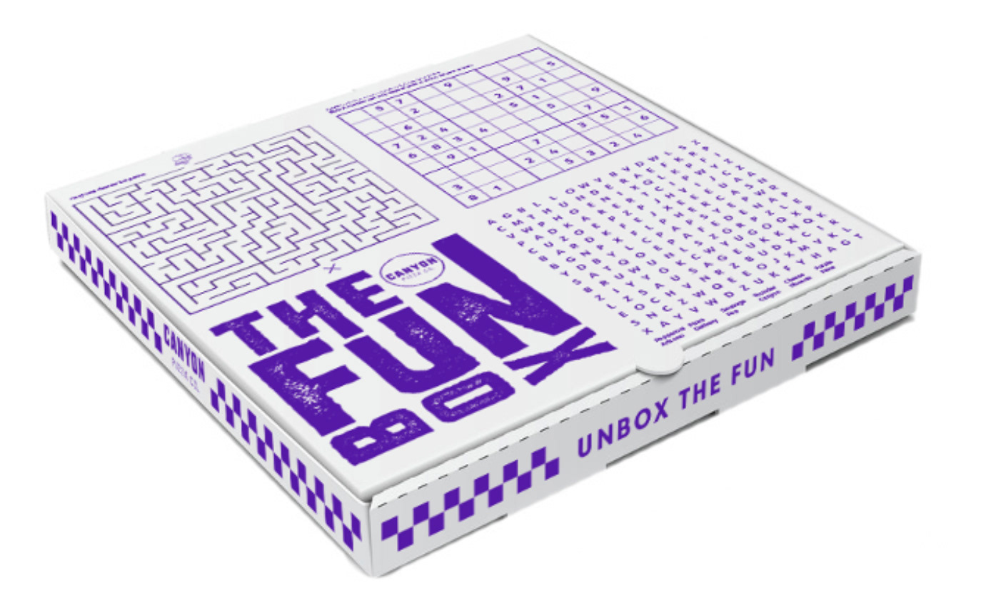 Canyon Pizza Co. The Fun Box: packaging