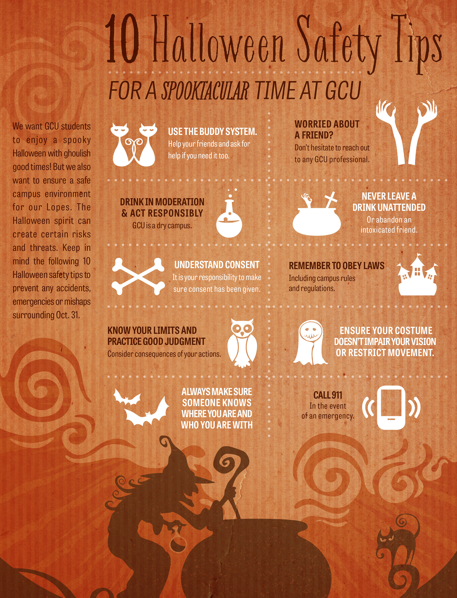 Grand Canyon University Halloween Safety Tips infographic