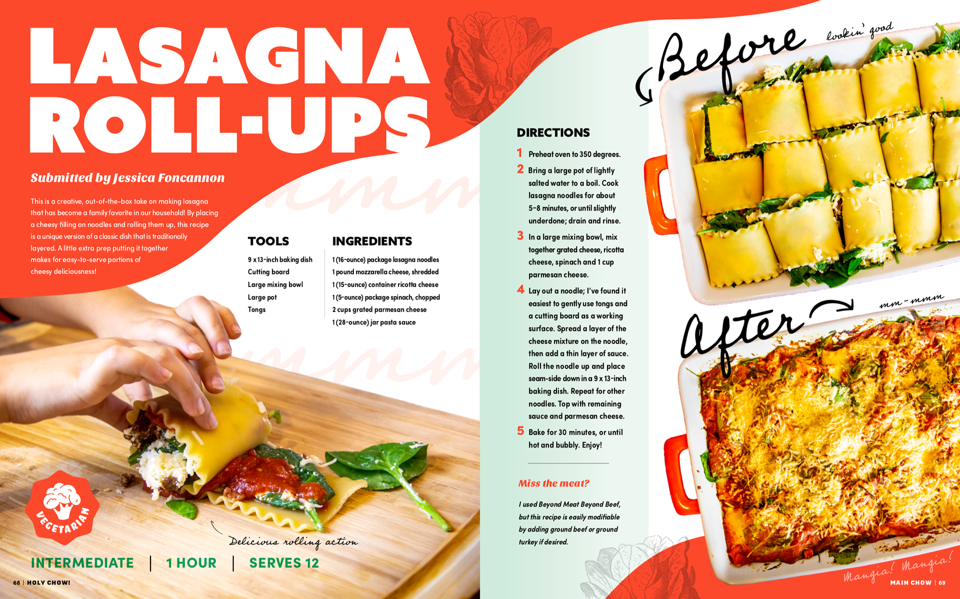 Holy Chow! Lasagna Roll-ups