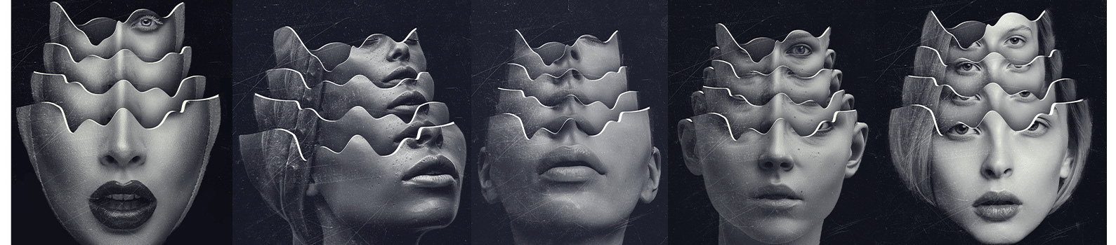 Split Portraits Where the face fractures, the truth emerges.  Split Portraits is a haunting collection of surreal digital works exploring identity, inner conflict, and the fragmentation of the self. Each portrait reveals multiple layers of the same face, split apart or merging, hinting at the psychological tension between who we are and who we pretend to be.  Rendered in stark contrasts and symbolic forms, these works speak to the quiet chaos beneath the surface — the parts of us we conceal, repeat, or struggle to reconcile.  🧠 50 editions 🖤 ERC-721 🖼 Available now on OpenSea & Rarible