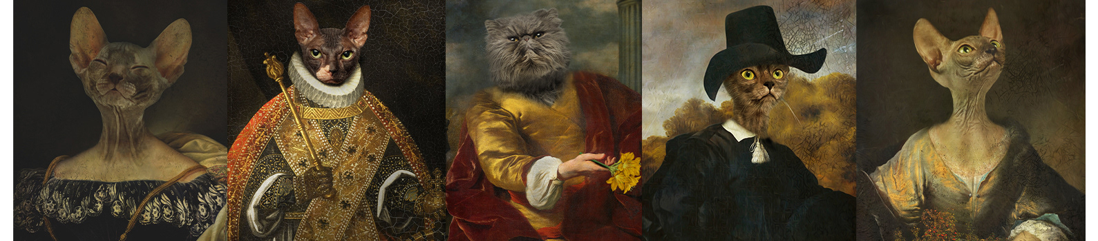 The Royal Fur-mily Noble. Eccentric. Untamed.  The Royal Fur-mily is a whimsical yet regal collection of digital portraits featuring anthropomorphic animals dressed in lavish royal attire. Each character belongs to a fictional aristocracy where fur meets crown — a satirical fantasy of inherited power, vanity, and charm.  This collection blends humor and elegance, presenting royal cats, dogs, and other majestic creatures as the noble rulers of a surreal kingdom. Every detail — from velvet cloaks to jeweled collars — is crafted to celebrate both status and absurdity.  👑 1/1 unique editions 🎨 ERC-721 NFTs 🐾 Available on Rarible & OpenSea