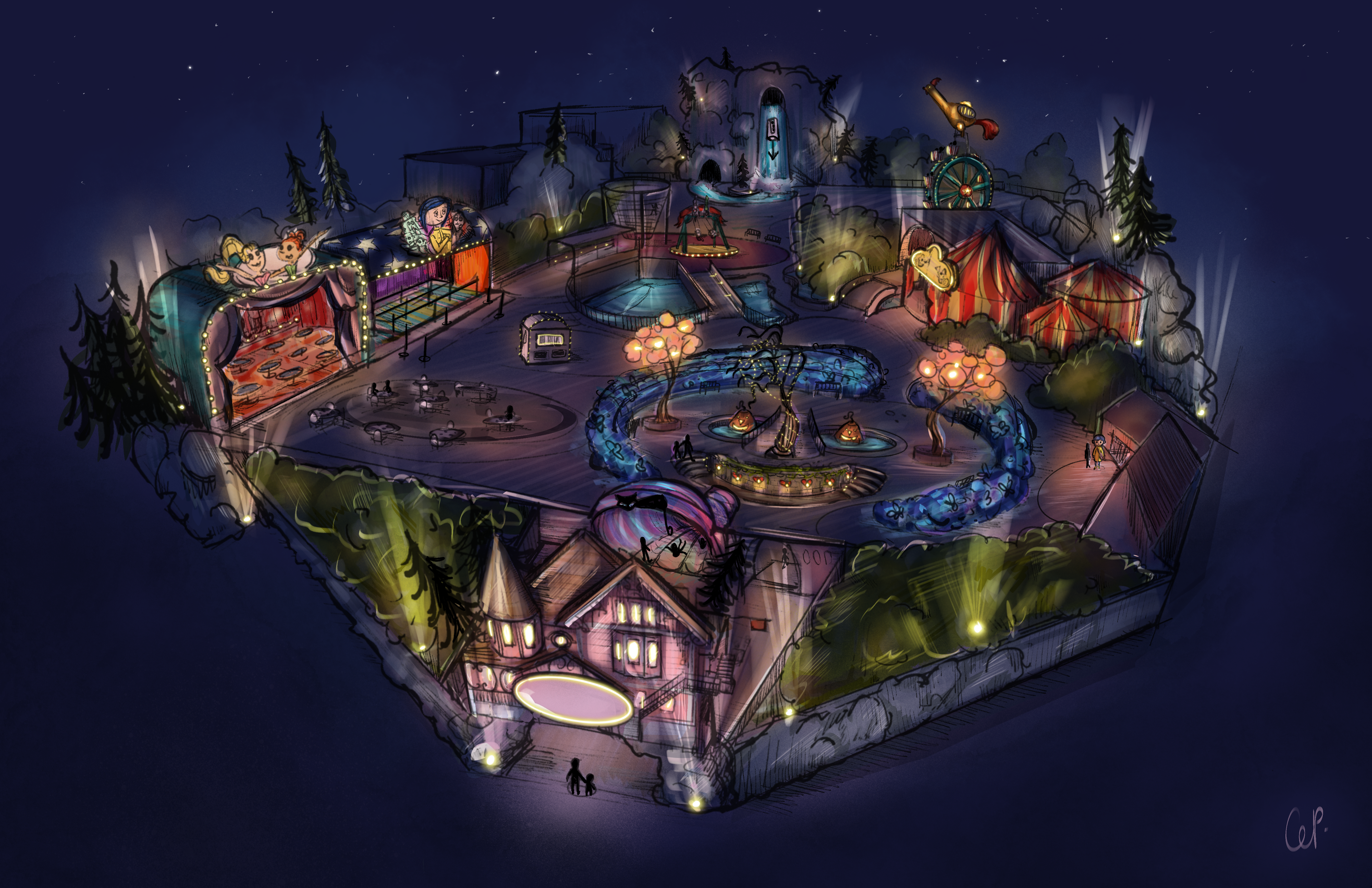 Themed Concept Design: Coraline Night View (IP for Educational Use Only)