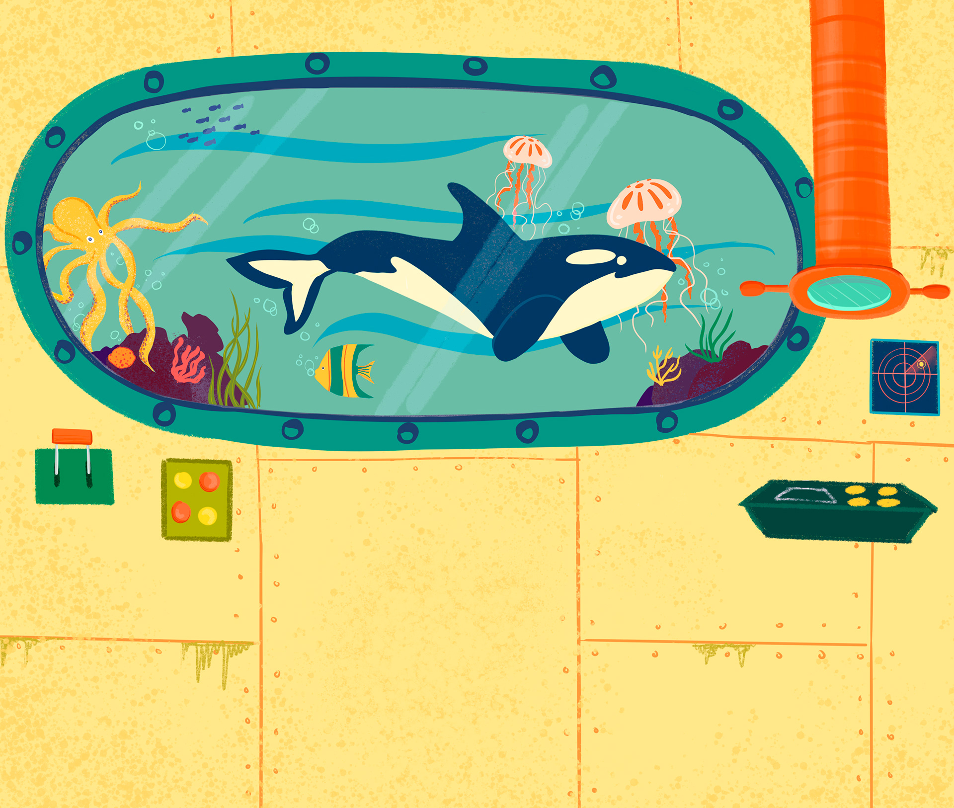 Mural illustration for Children's Hospital Trauma Care Unit, 2024