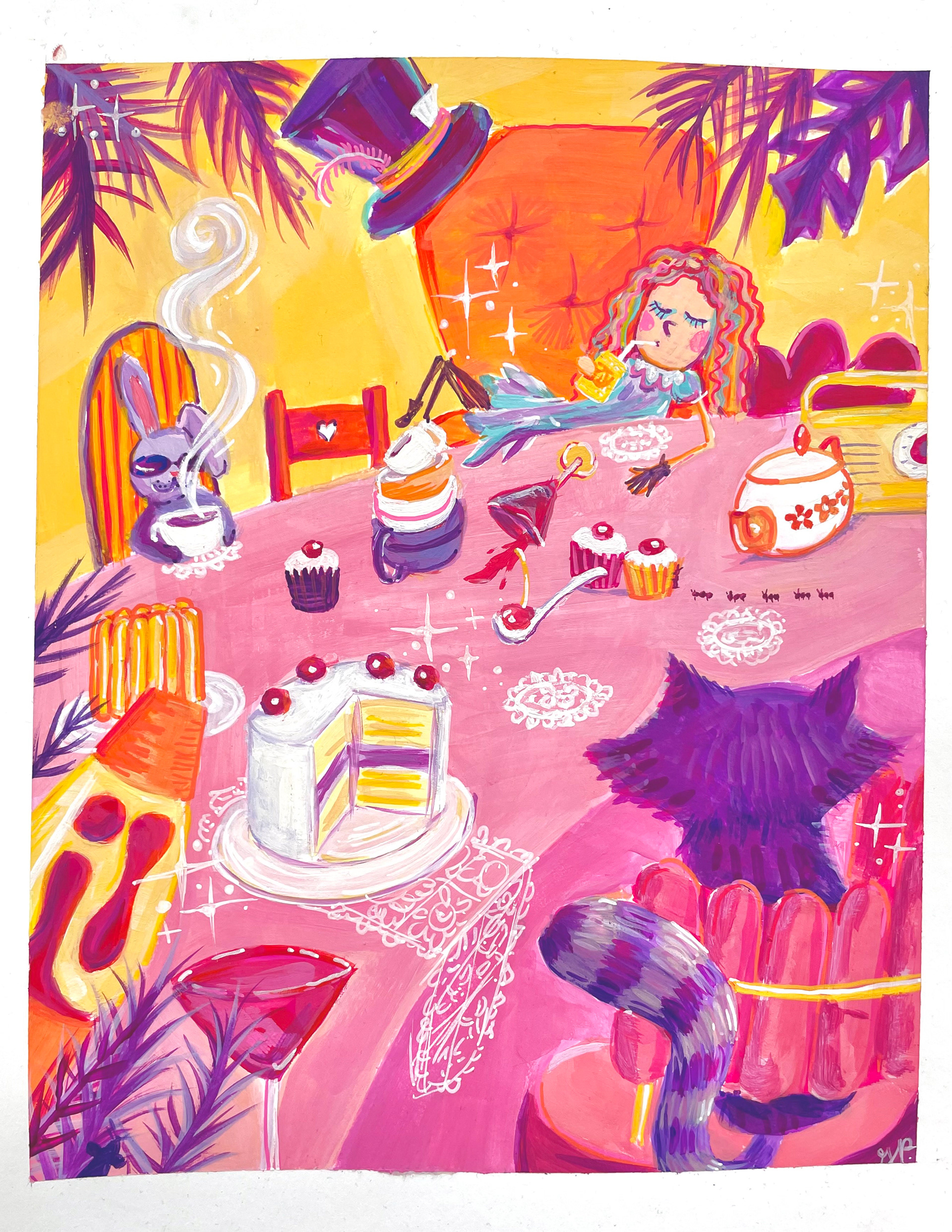 'Tea Party,' Gouache, 8 x 10 in., 2023