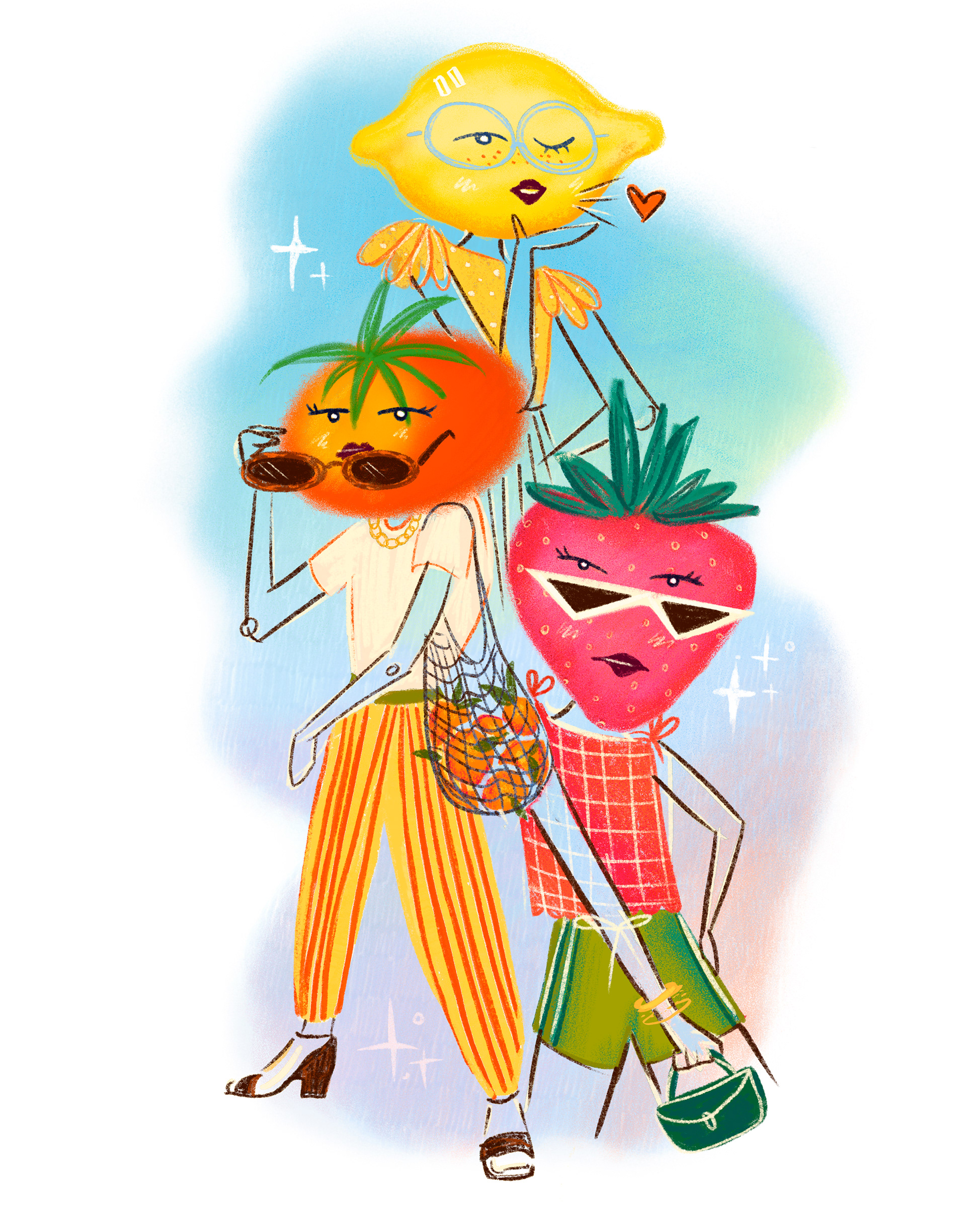 Editorial illustration for Bon Appétit magazine article on 'Grocery Girl Summer'