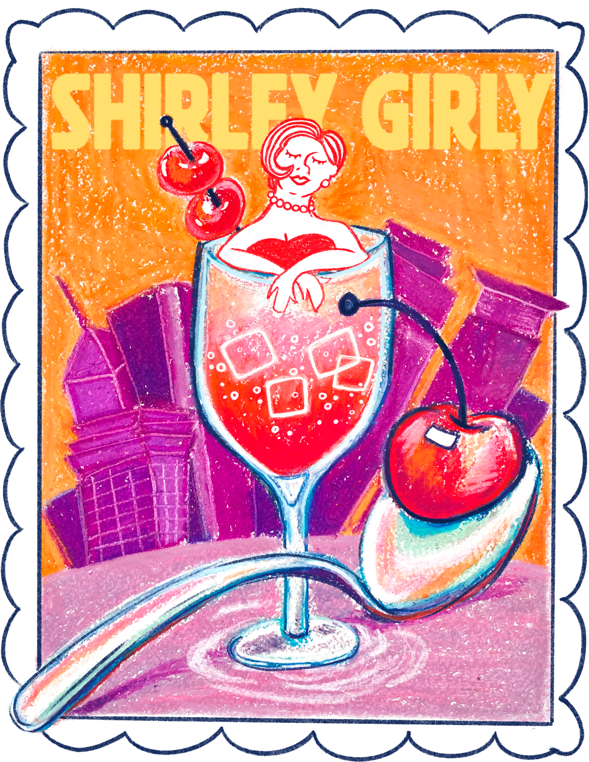 Shirley Girly Oil Pastel and Digital
