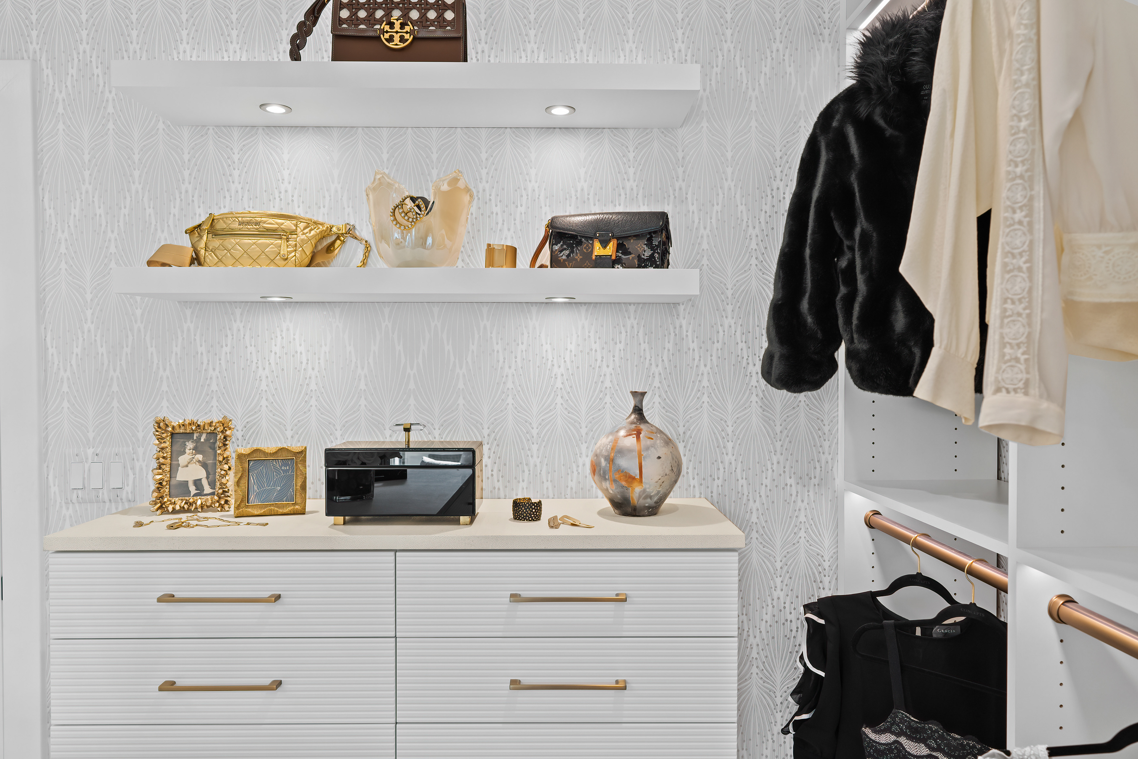 Floating Shelves with LED Lighting