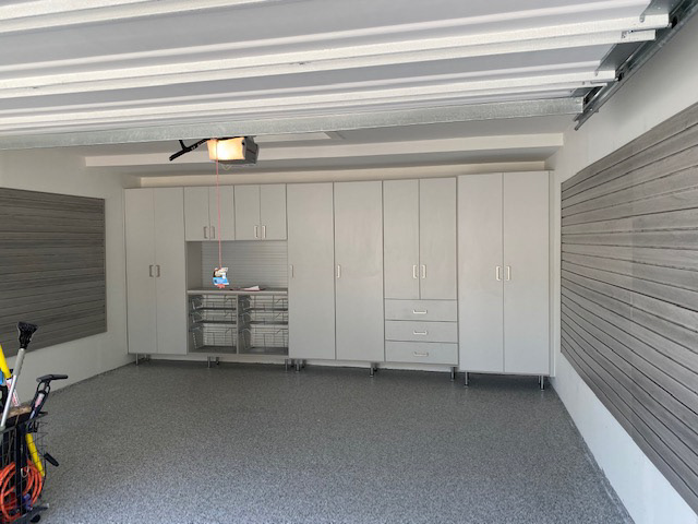GARAGE WITH SLATWALL & CABINETS