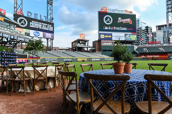 Dinner on the Diamond at SunTrust Park during the All-Star Game on Tuesday, July 9, 2019. Photo by Adam Hagy for the Atlanta Braves