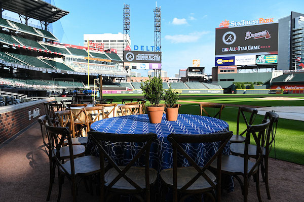 Dinner on the Diamond at SunTrust Park during the All-Star Game on Tuesday, July 9, 2019. Photo by Adam Hagy for the Atlanta Braves