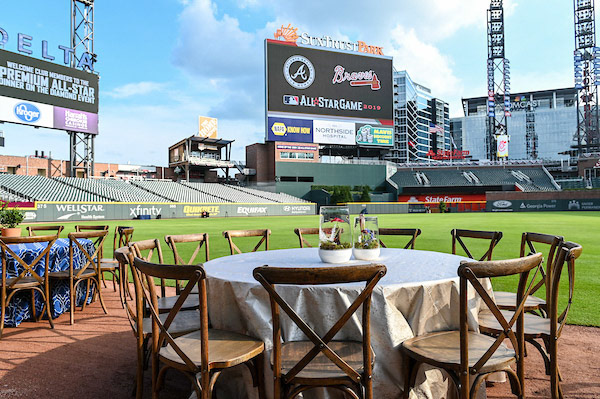 Dinner on the Diamond at SunTrust Park during the All-Star Game on Tuesday, July 9, 2019. Photo by Adam Hagy for the Atlanta Braves