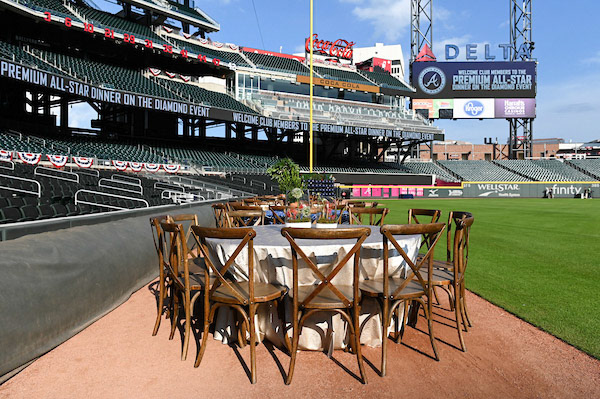 Dinner on the Diamond at SunTrust Park during the All-Star Game on Tuesday, July 9, 2019. Photo by Adam Hagy for the Atlanta Braves
