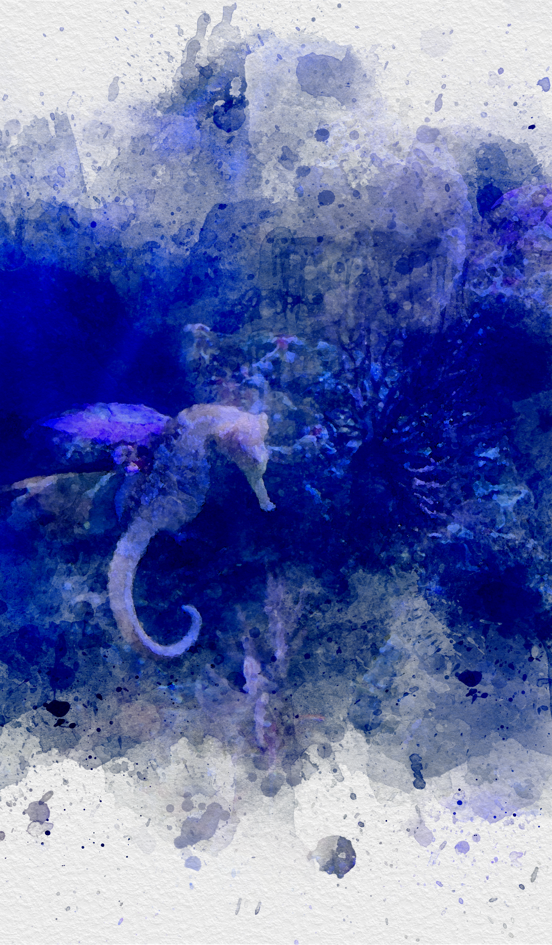 Title: Seahorse | Project: Personal Project | Style: Digital Watercolor | Tools: iPhone 12 Max Pro & Photoshop