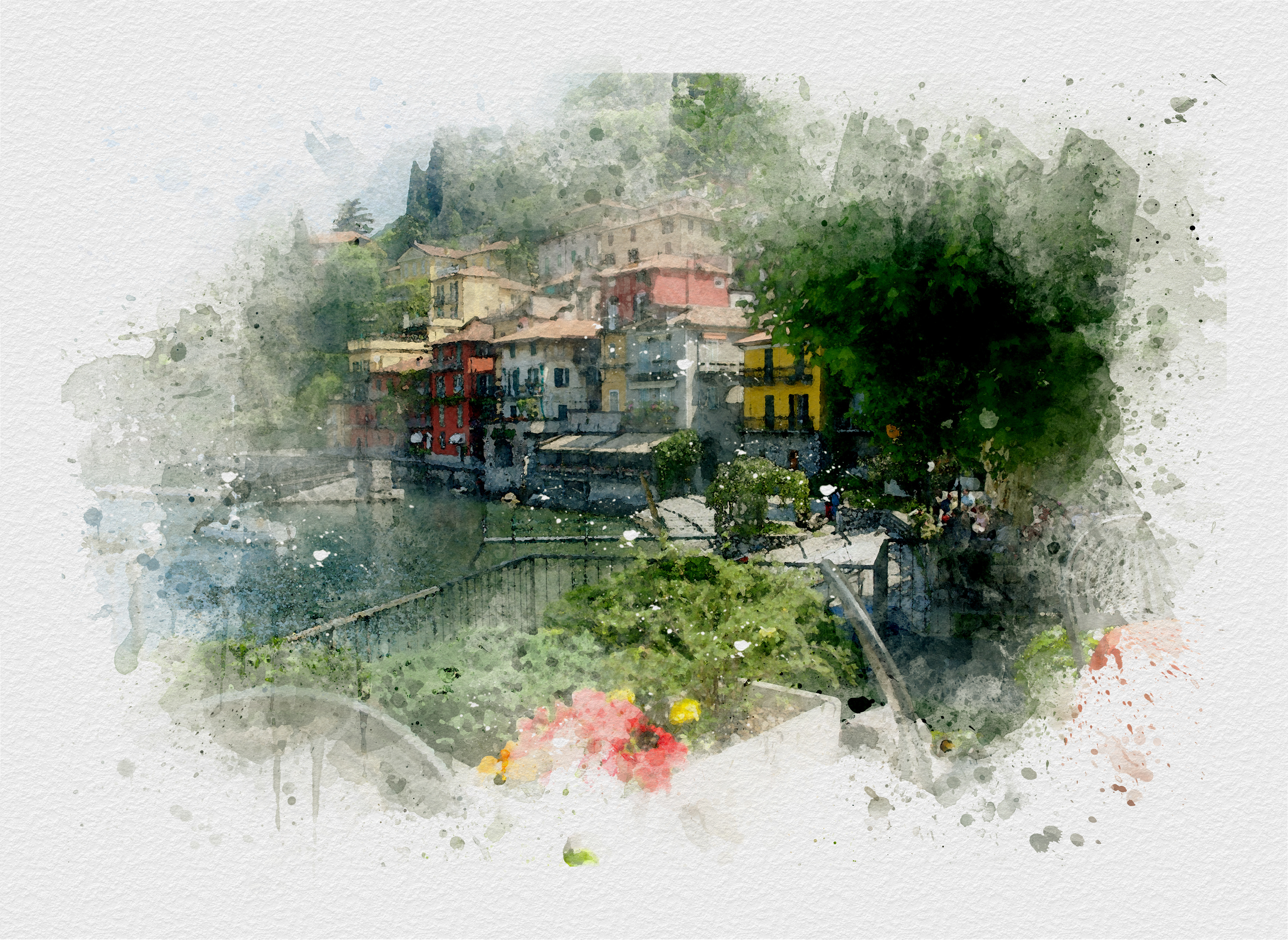 Title: Cinque Terre | Project:Personal Project | Style: Digital Watercolor | Tools: iPhone 12 Max Pro & Photoshop