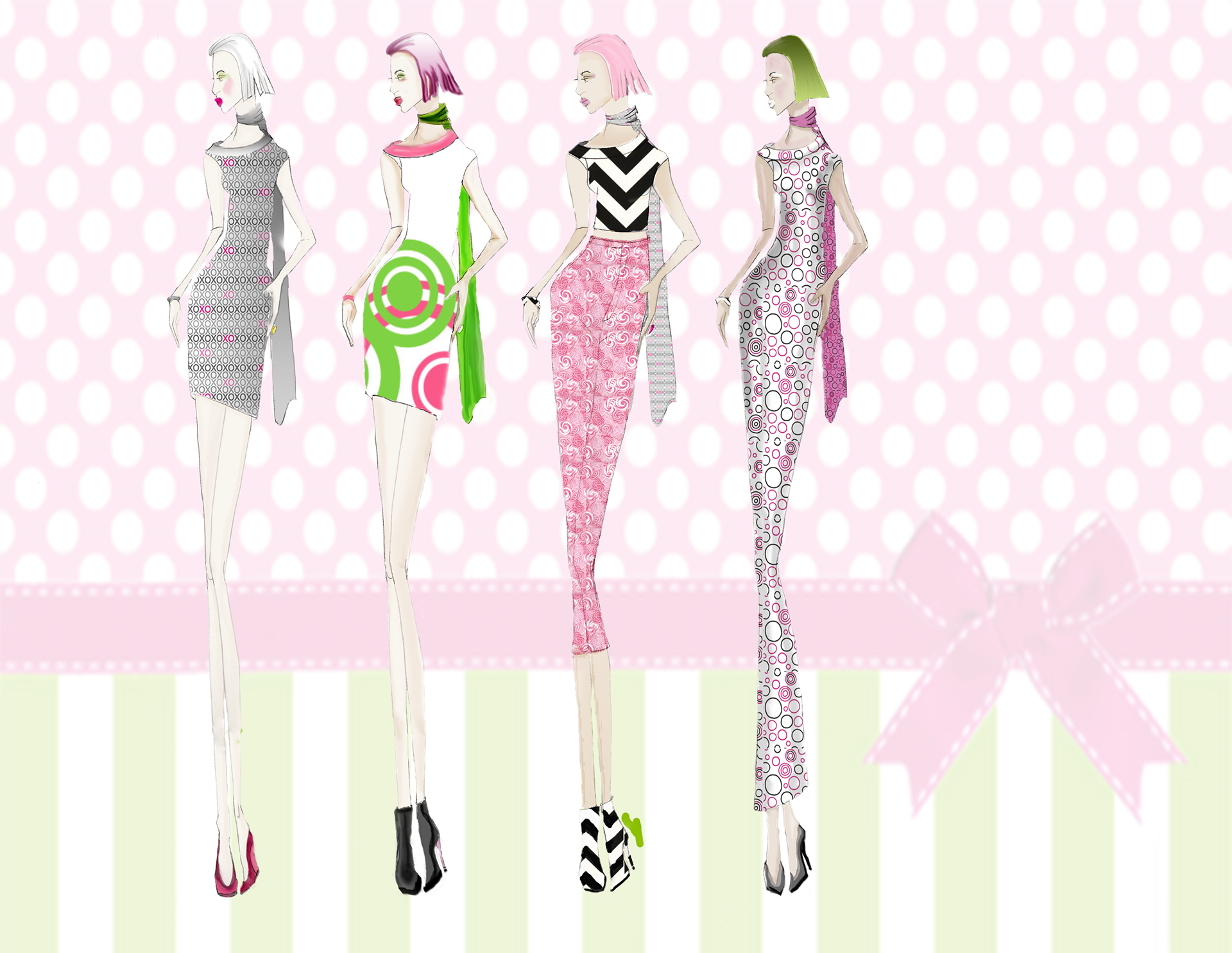 Title: Candy Box | Fashion Illustration | Tools: Adobe Photoshop & Illustrator