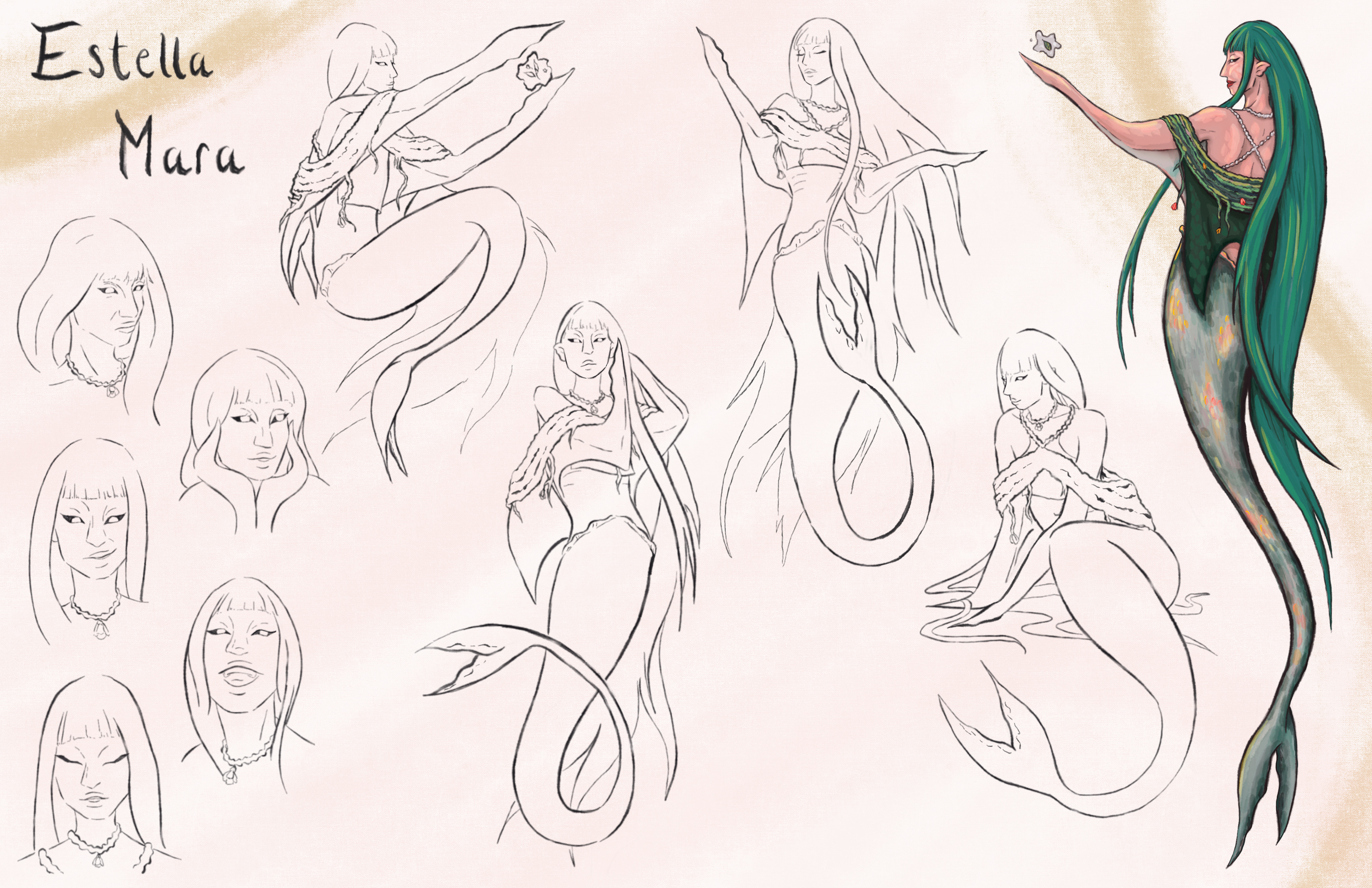 Estella character design concept, Procreate and Photoshop 2024