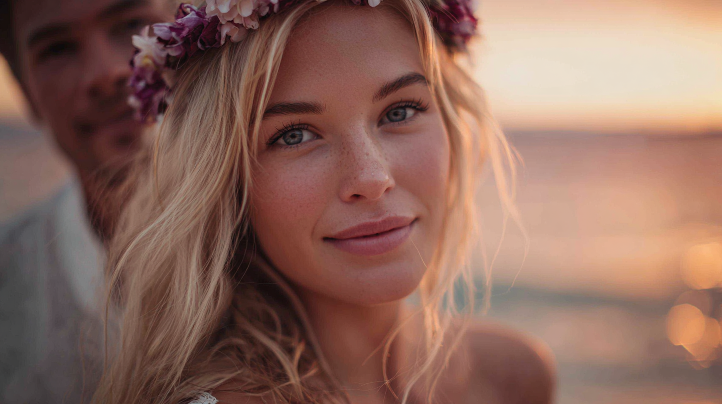 A golden sunset over an affordable Maui wedding