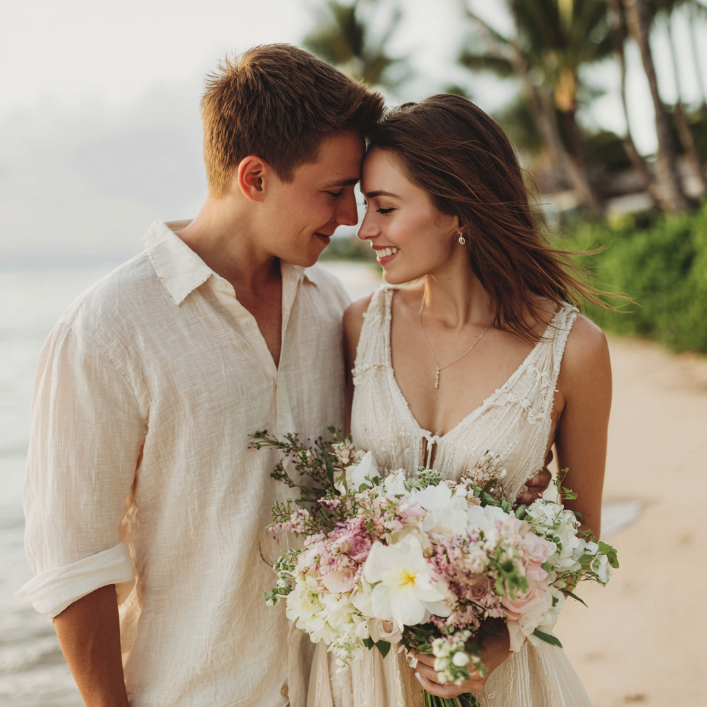 Soft island light on a Maui bride
