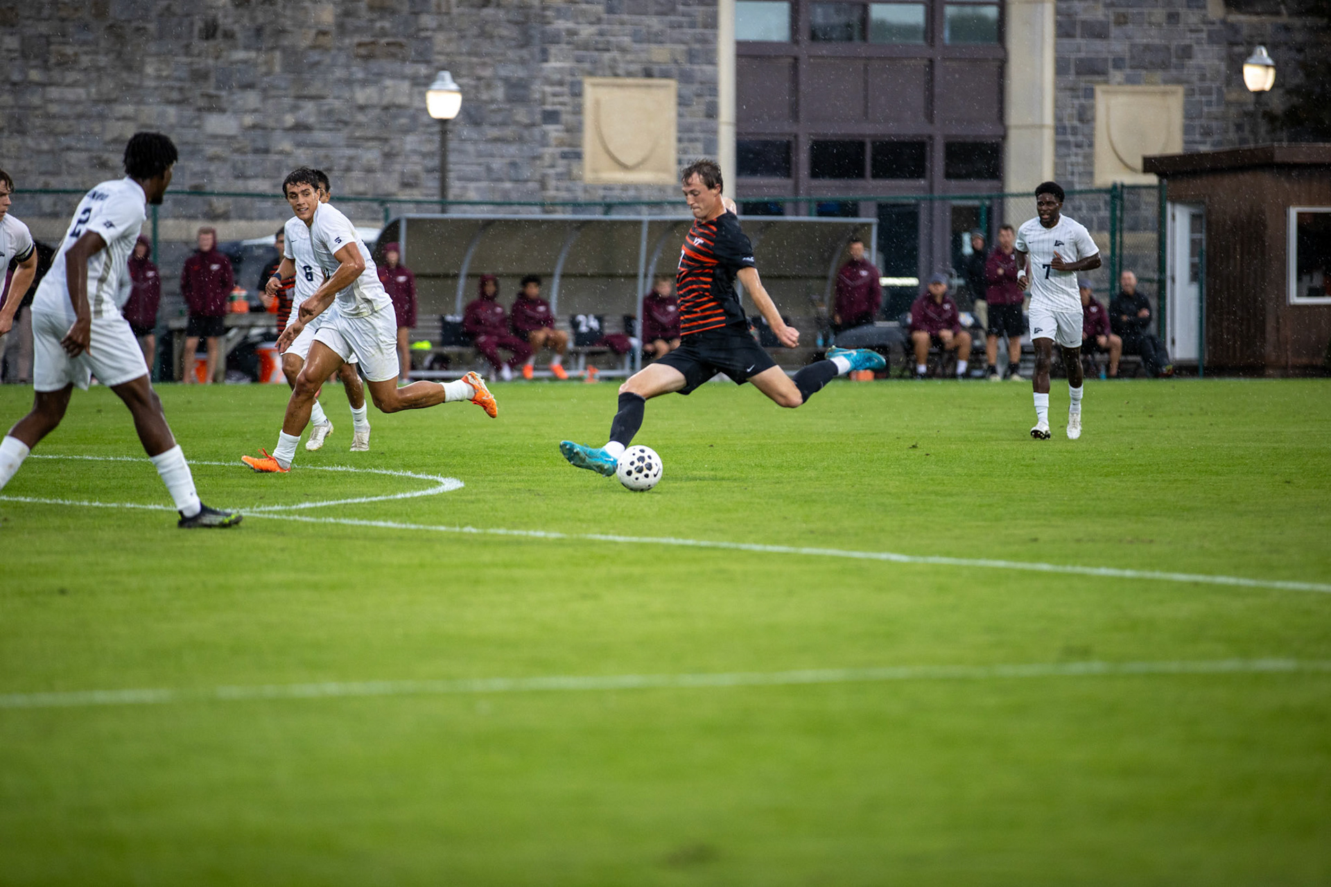Forward Declan quill (7) taking a shot on goal