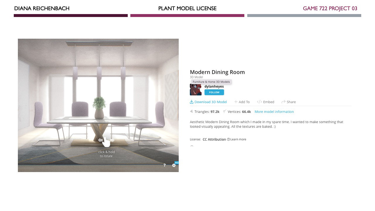 Kitchen model sourced from sketchfab