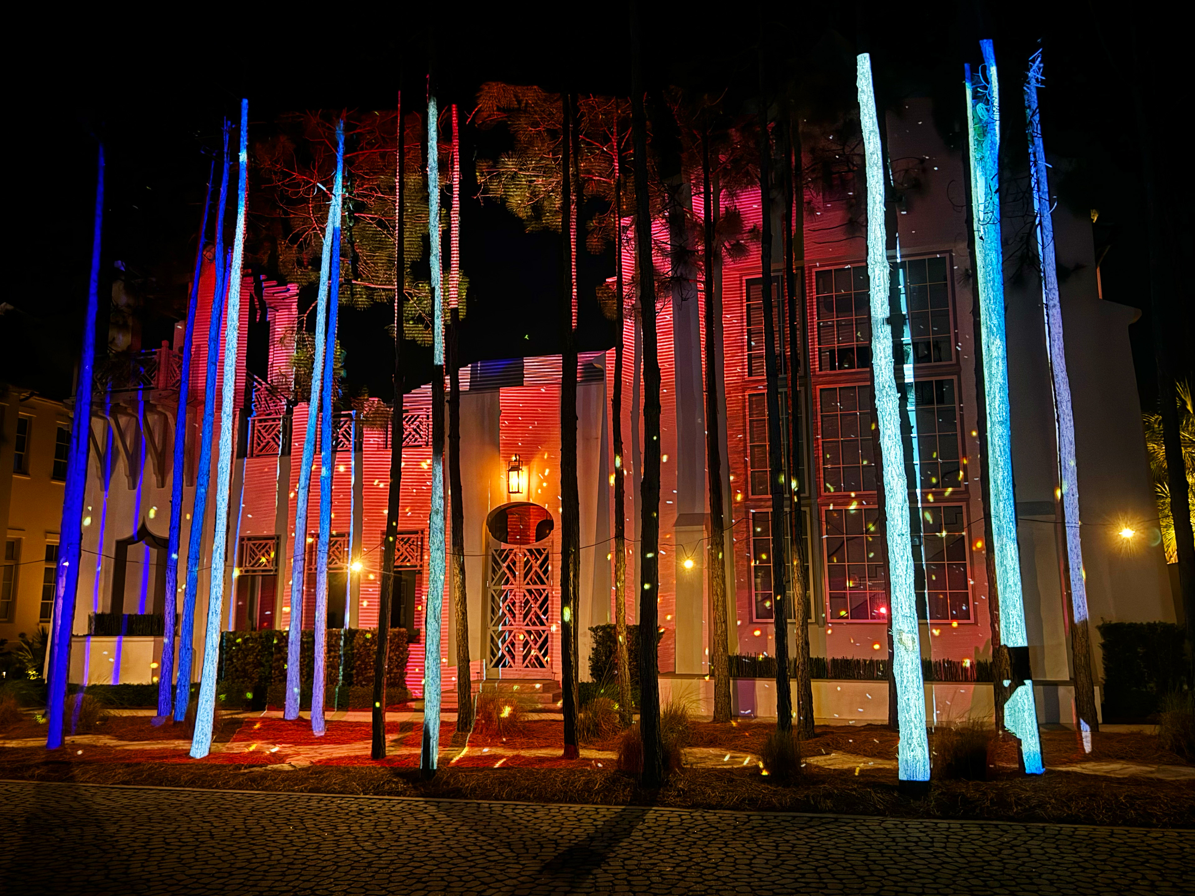 Sonolumin 01 at Digital Graffiti — transforming trees and architecture.