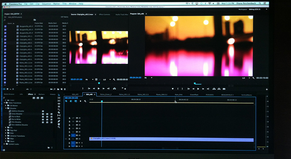 Live action elements were composited with animation to create the final artwork