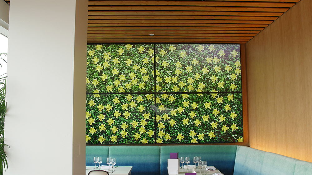 'Living Wall' playing inside the Virgin Atlantic Clubhouse at LAX (Photo: Christopher Brannan)