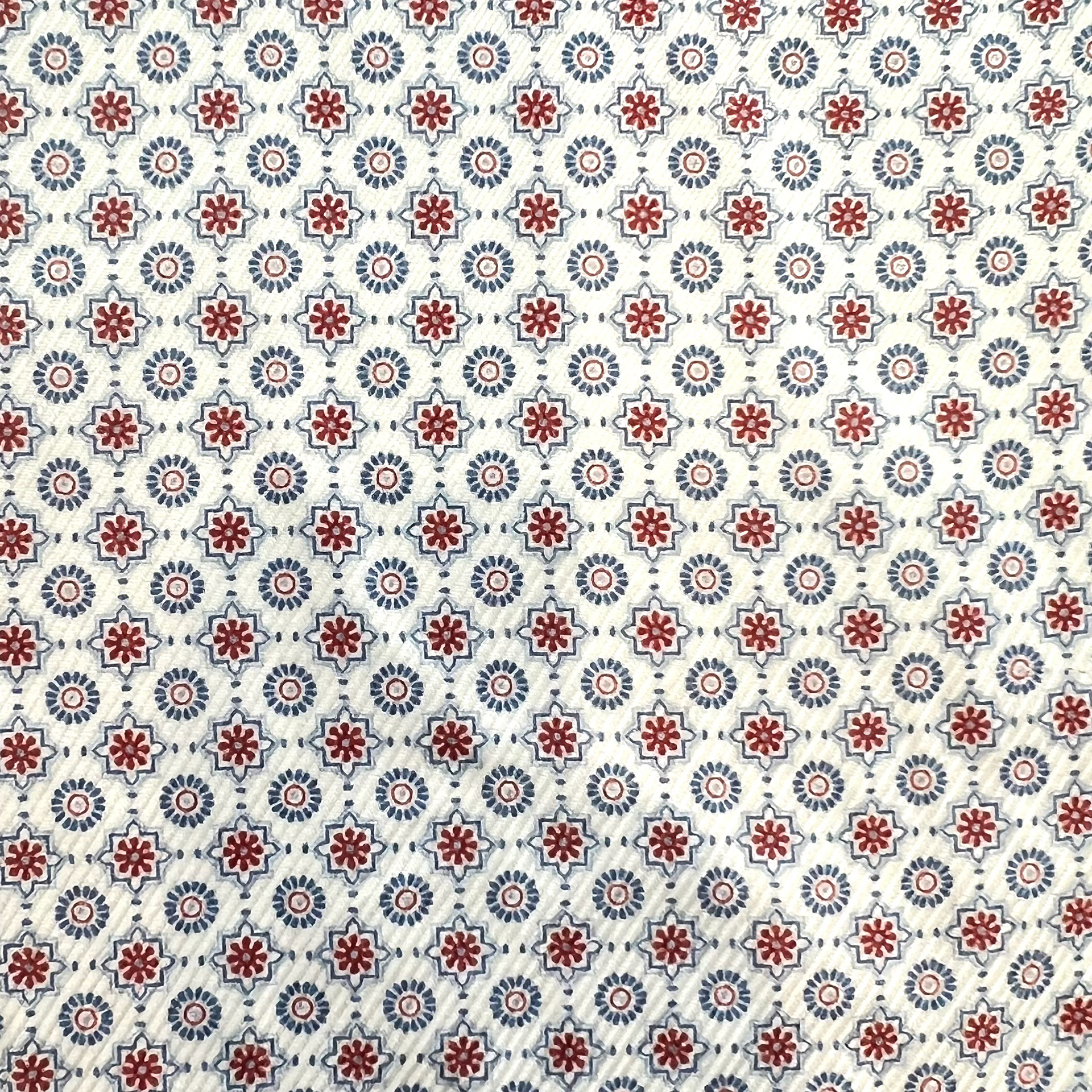 Red/Blue Geometric 4/4 Twill Cotton Print