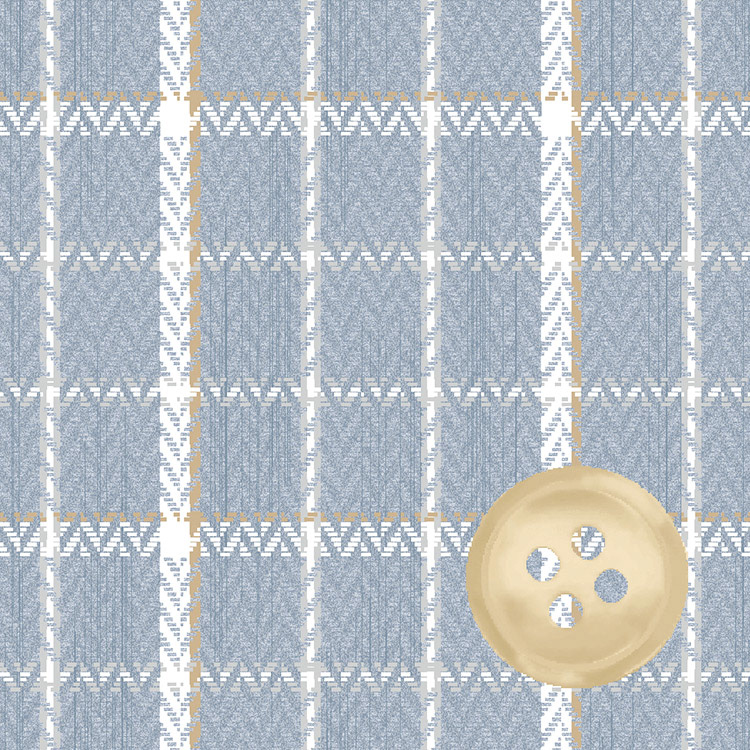 Sky 3/3 Herringbone Cotton Cashmere Melange Large Check with Champagne Shiny Button