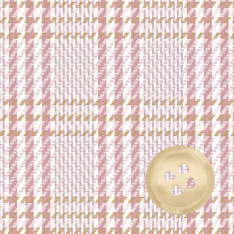 Pink 4/4 Twill Cotton Cashmere Melange Large Check with Champagne Shiny Button