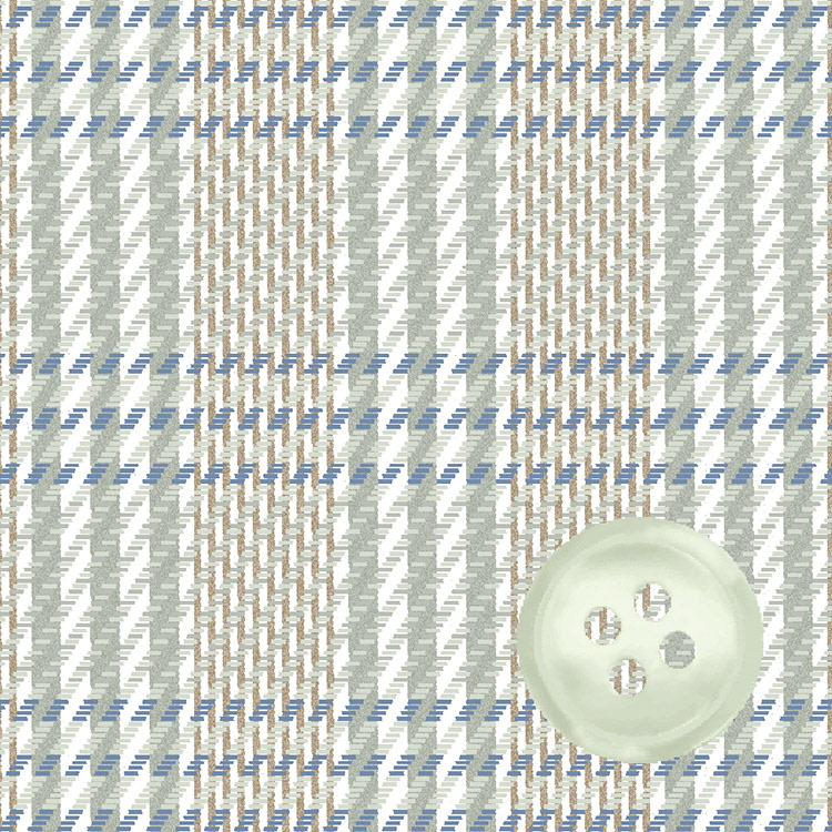 Sage 4/4 Twill Cotton Cashmere Melange Large Check with Sage Shiny Button