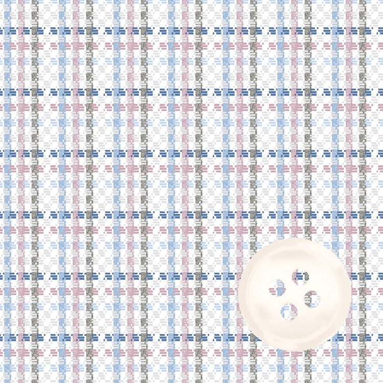 Pearl / Multi Oxford Cotton Cashmere Melange with Tulip Shiny Button