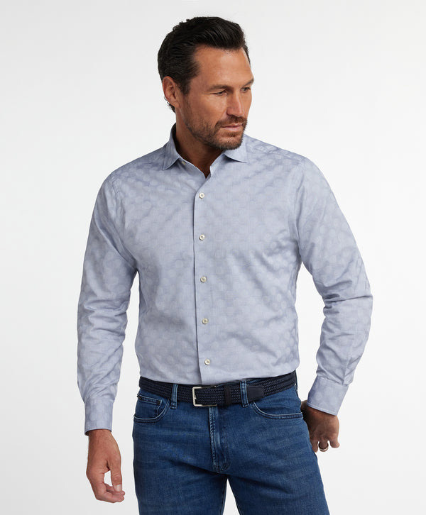 Navy Jacquard Dot Sport Shirt