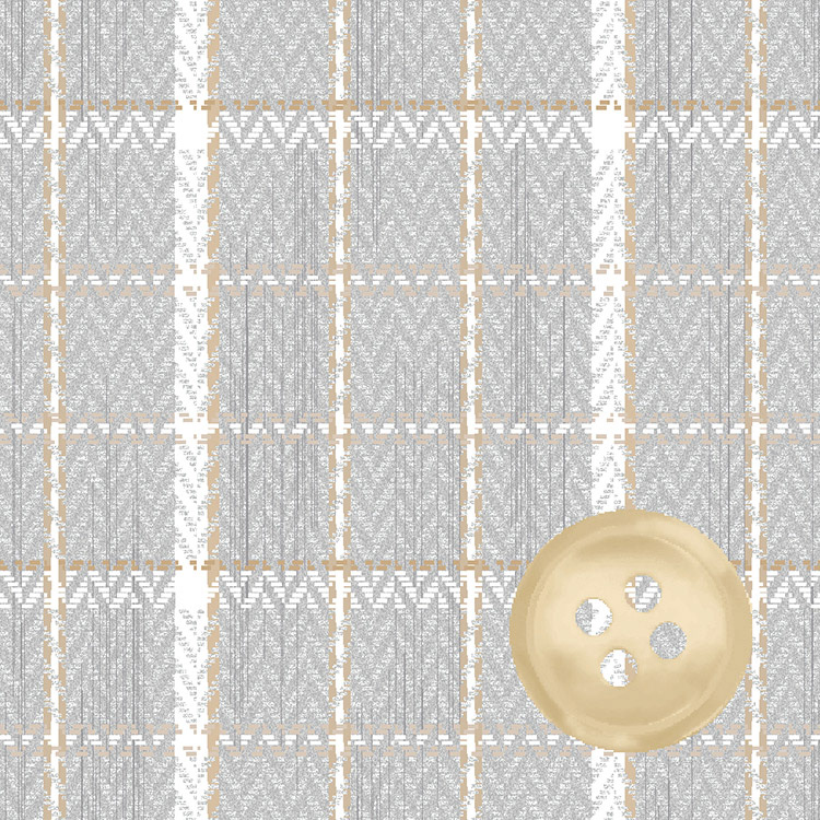 Pearl 3/3 Herringbone Cotton Cashmere Melange Large Check with Champagne Shiny Button