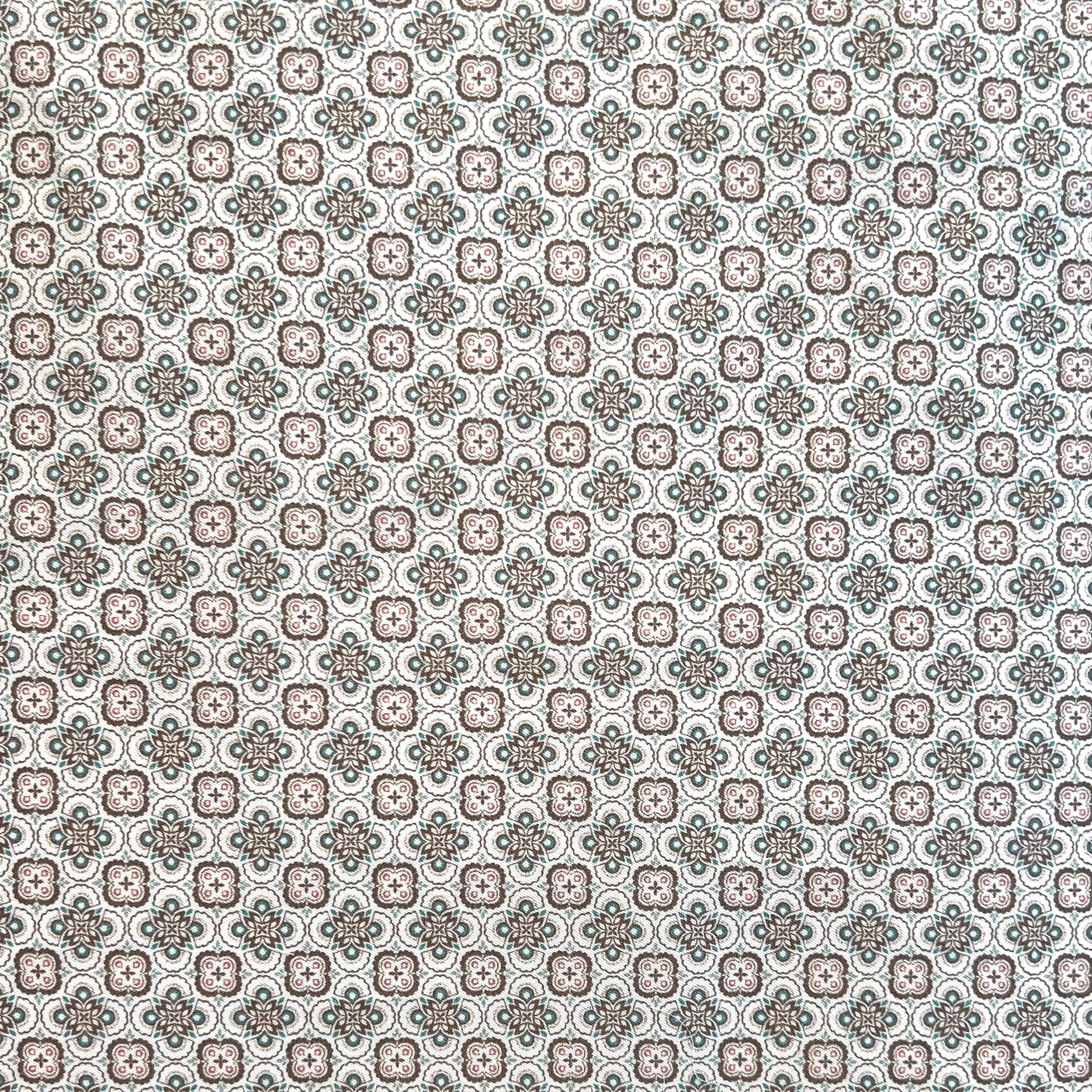 Chocolate/Multi Geometric Sateen Cotton Print